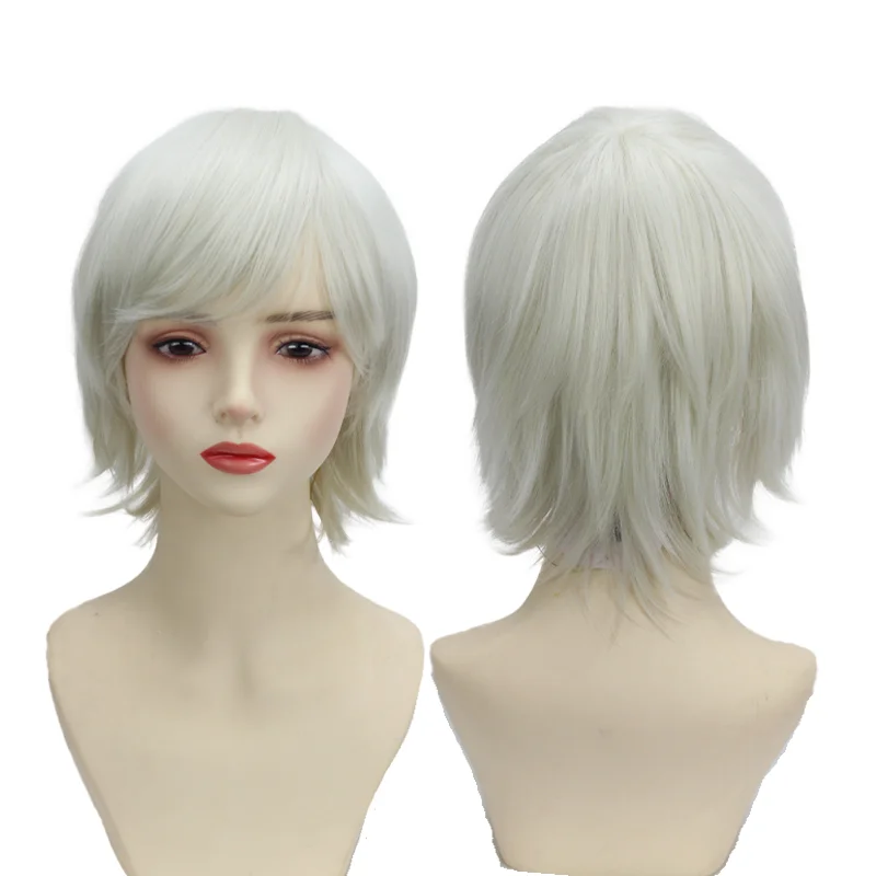 

Женский короткий женский серый вьющийся парик с прямыми волосами