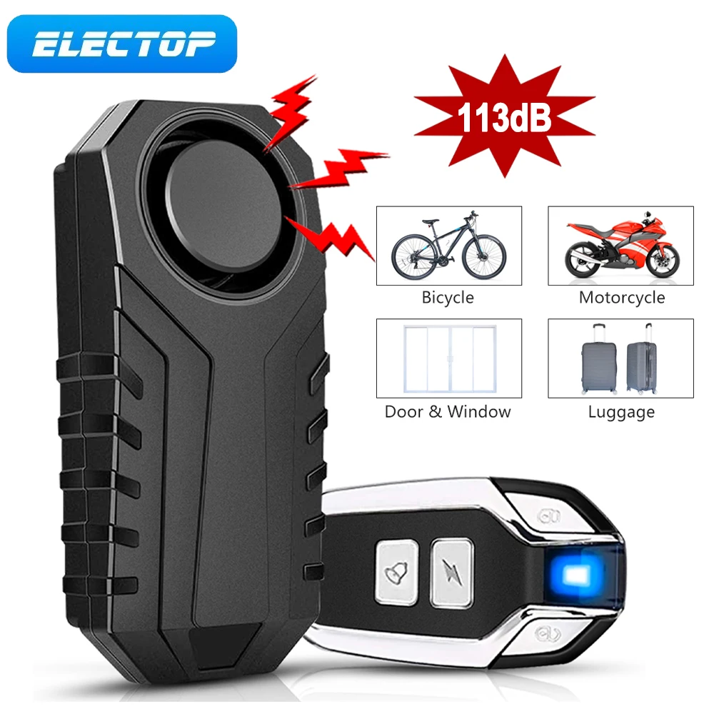 

ELECTOP Bike Alarm System With Remote Anti-theft Wireless Bicycle Motorcycle Vibration Alarm Brake Sensing Security Protection