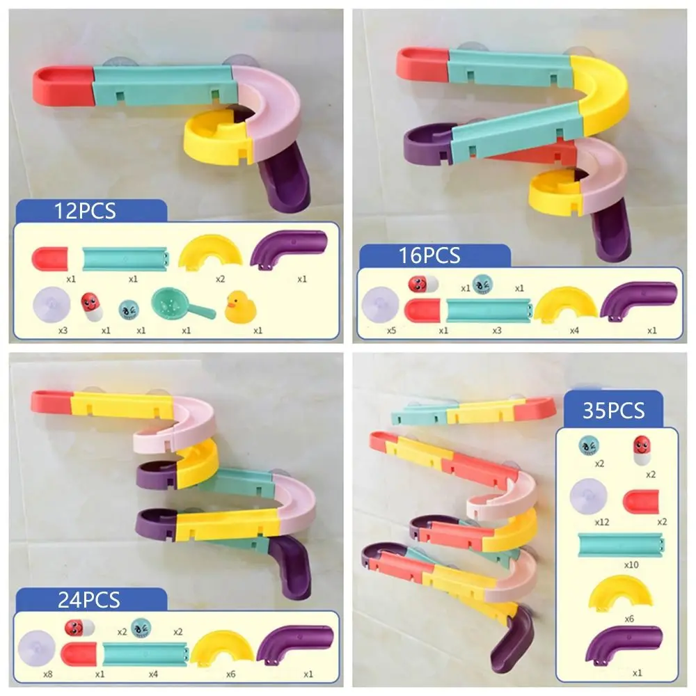 Mainan Cangkir Isap Geser Jalur DIY Warna-warni Jalur Perakitan Bayi Lucu Set Geser Bak Mandi Lucu Plastik untuk Bak Mandi Anak-anak