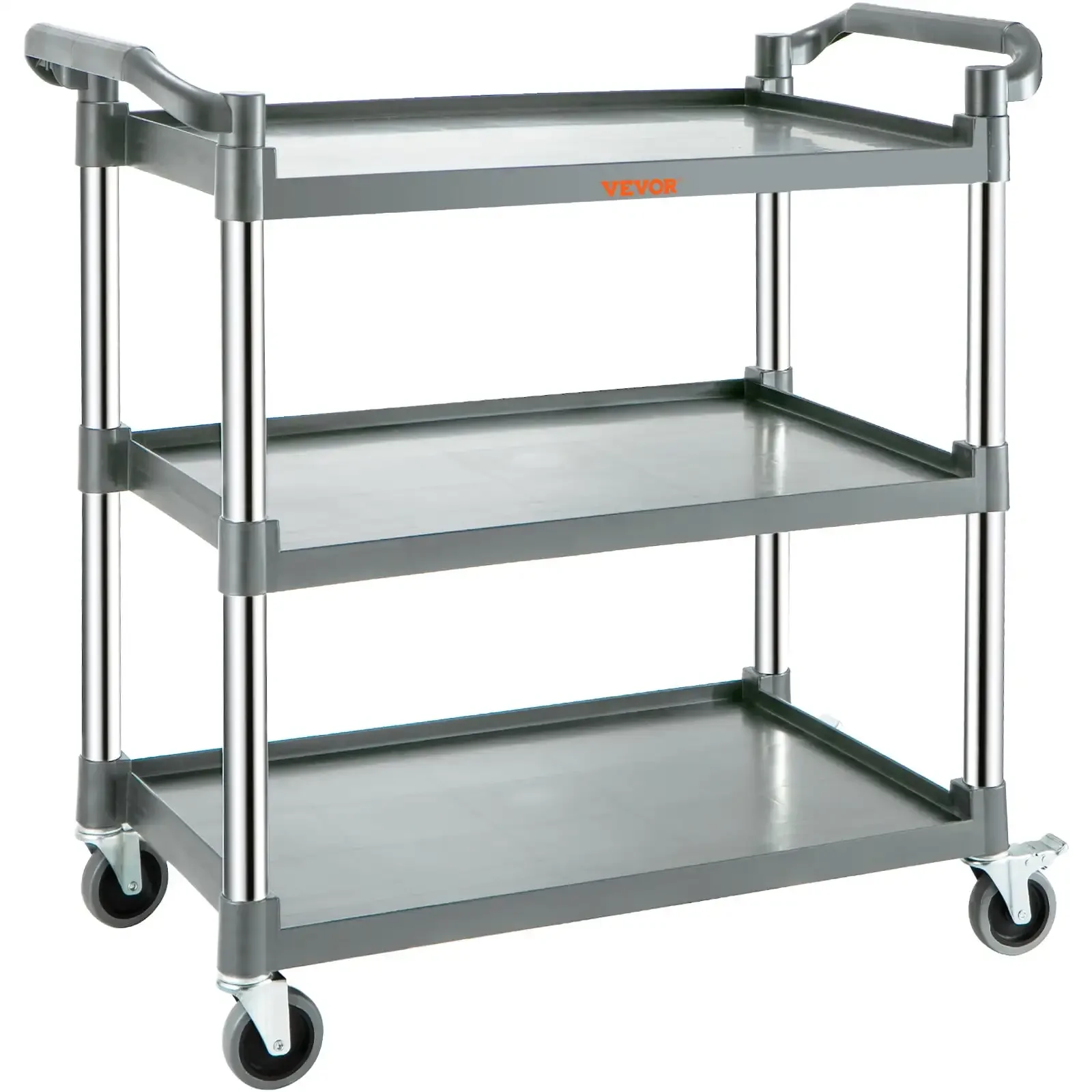 Utility Service Cart with Wheels 3-Tier Food Service Cart 220lbs Capacity