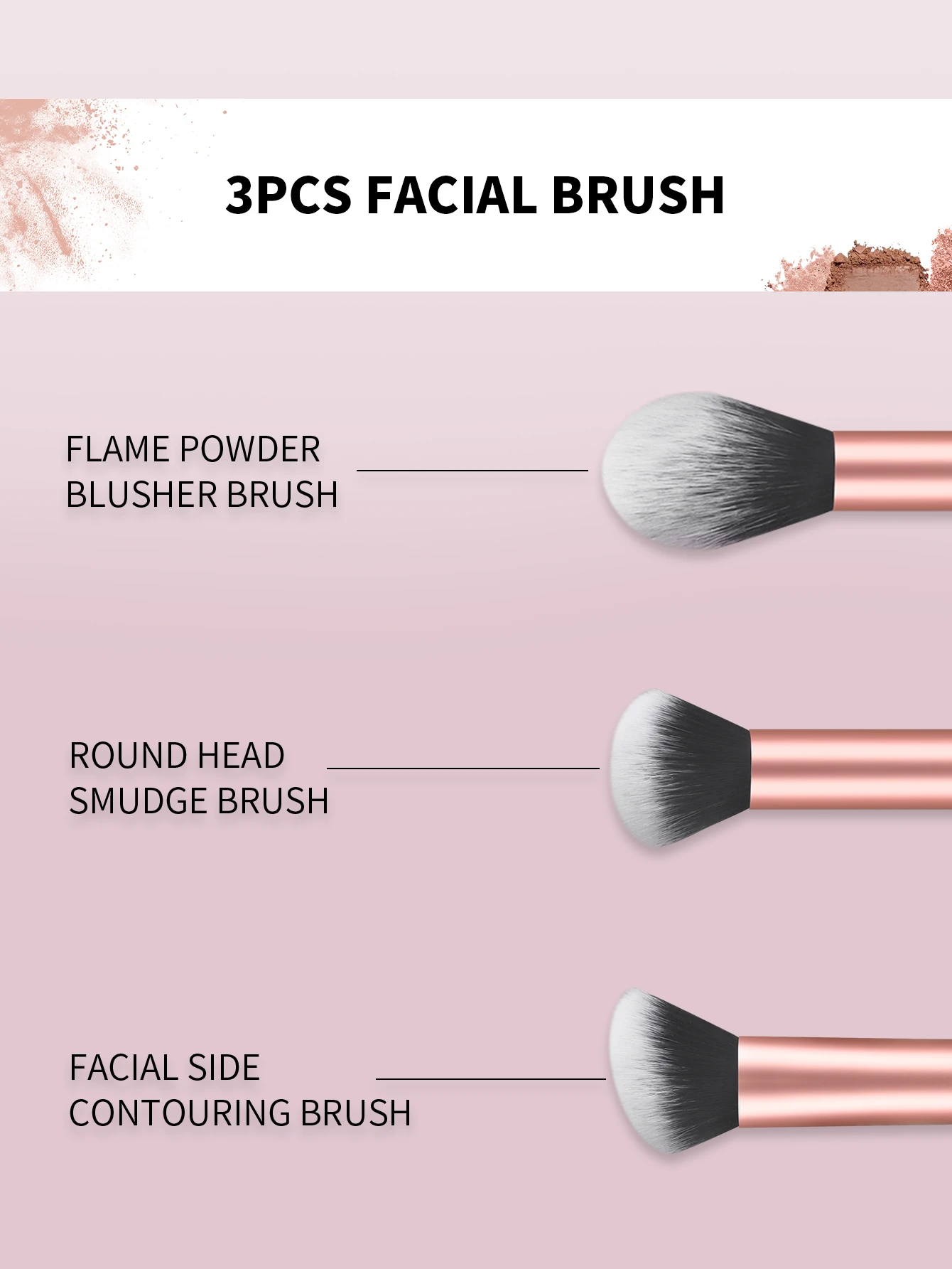 3PCS Multi Foundation specialty Makeup Brushes Set Eye Shadow Women Cosmetic loose Powder Blush Blending Beauty concealer brush