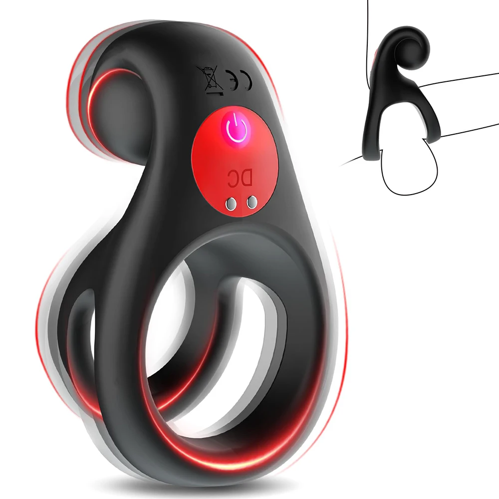 

Vibrating Cock Ring Ejaculation Delay Penis Dual Rings Vibrator Silicone Erection Testicle Stimulator Adults Sex Toys For Men