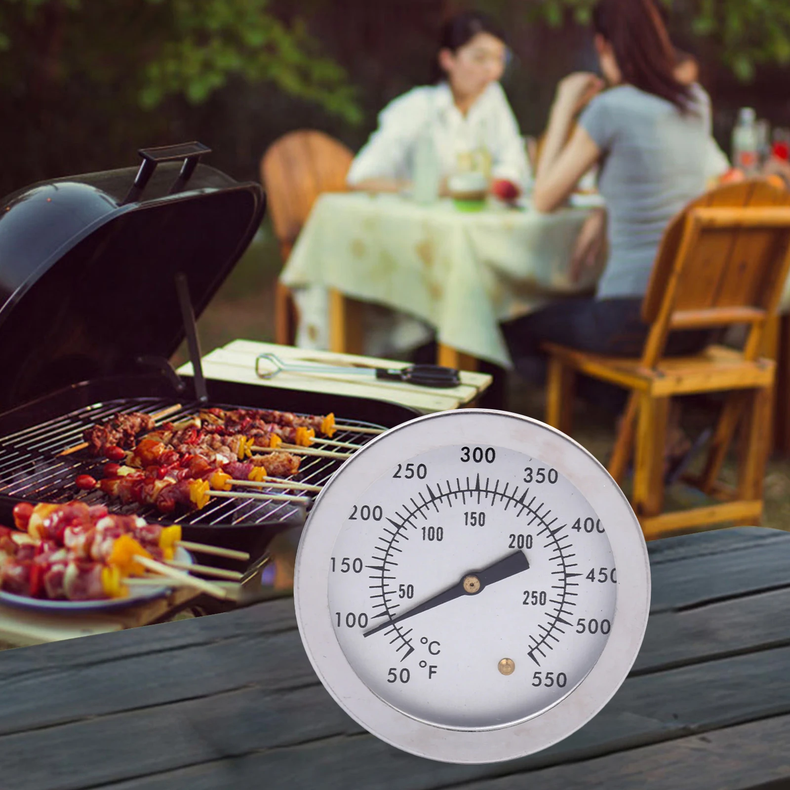 Cooking Thermometer Bimetallic Thermometer Dual-scale Measurement Easy-to-read Dial Efficient Heat Conductivity For Grilling