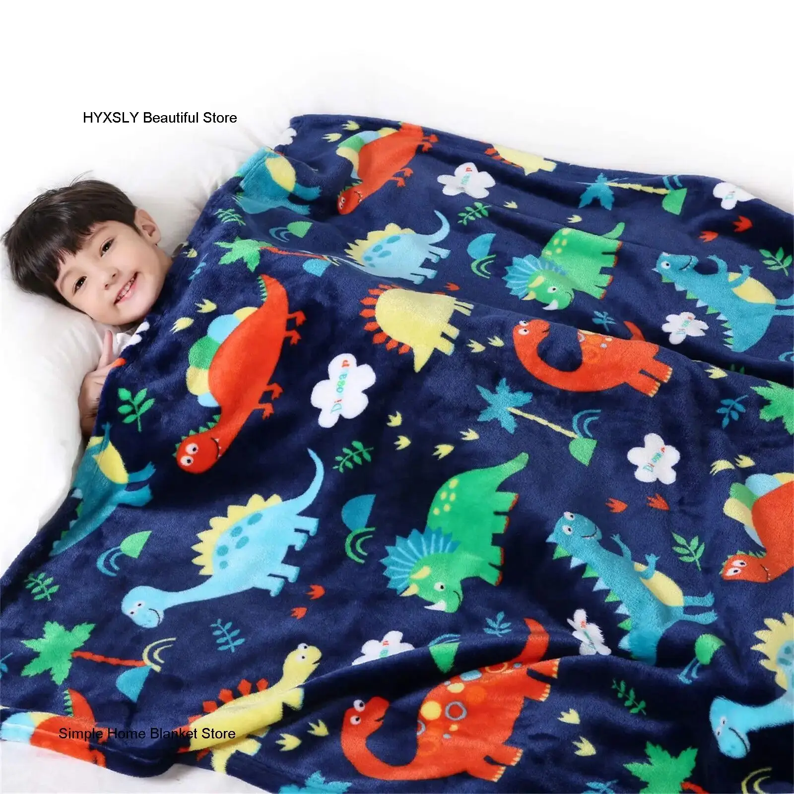 Dinosaur Flannel Blanket For Children/boys/girls Sleep Blanket Comfortable Plush Throw Travel Portable Blanket