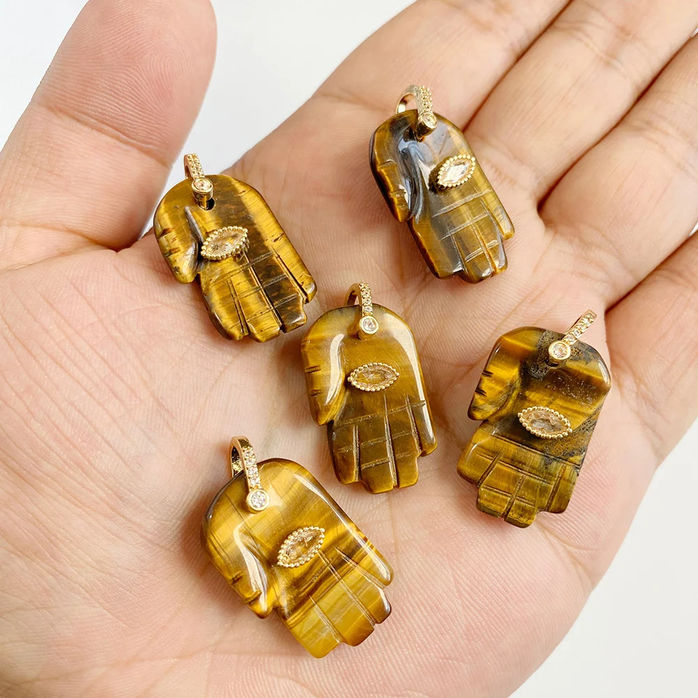 2PCS/Lot Natural StoneTiger Eye Pendant Reiki Healing Wealth Luckly Confidence Gems Charms Pendant For Jewelry Making DIY Supply - view 3