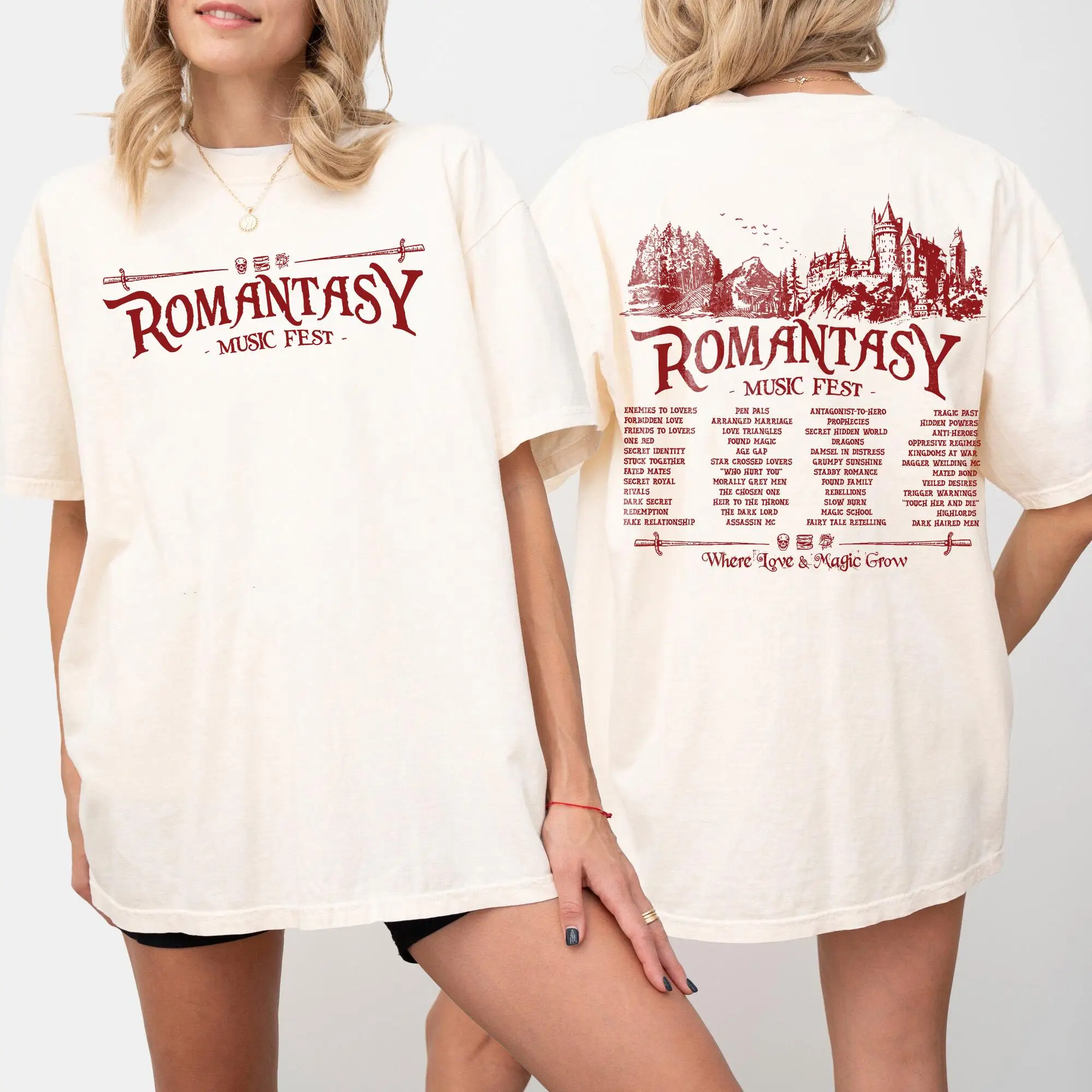 Romantasy Music Fest T-Shirt, Fantasy Romance Reader Merch, Bookish Merch, ACOTAR Fourth Wing Tee, Morally Grey Book Club Tee