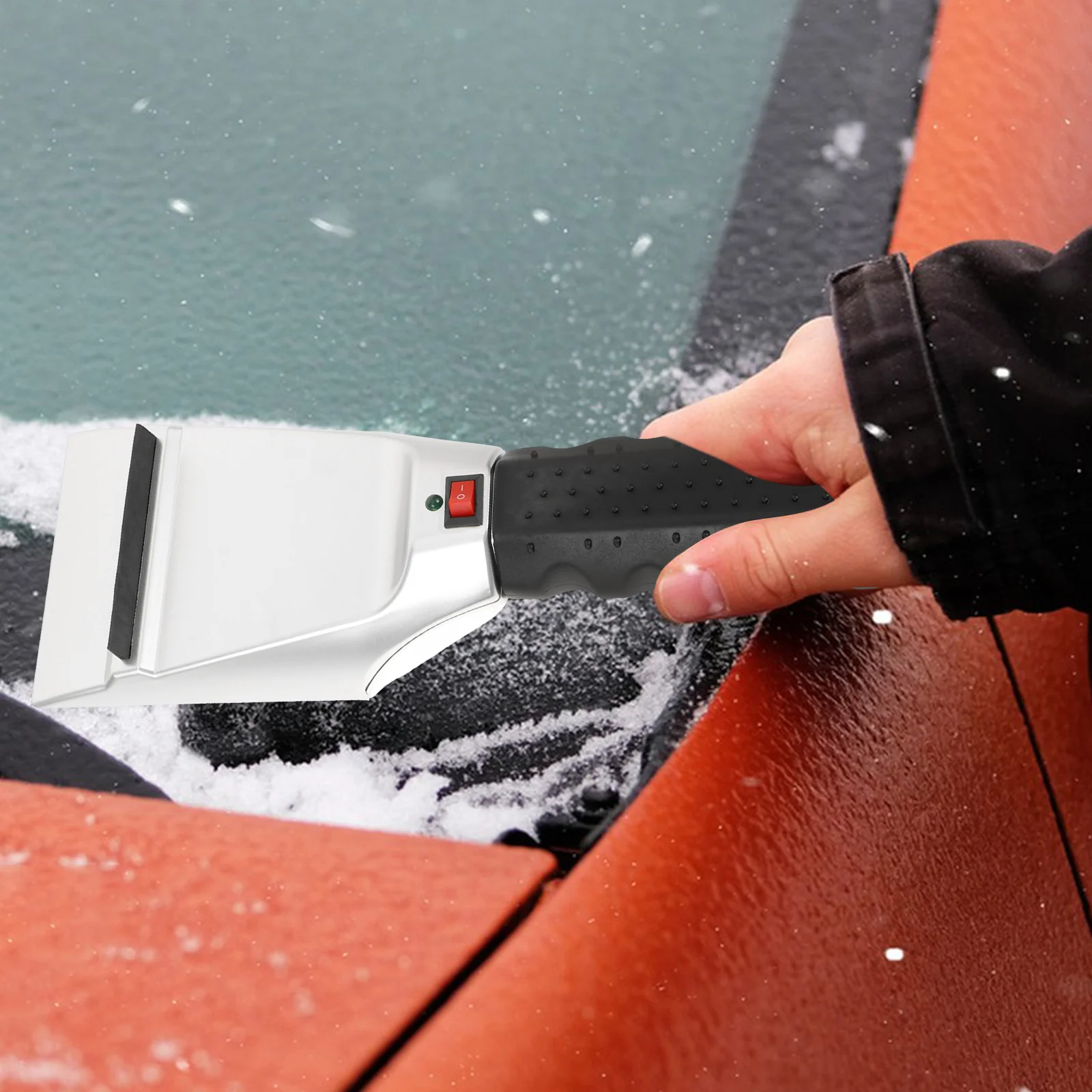 Rascador de hielo para nieve, rascador de coche, cepillo de eliminación de vidrio, herramienta de eliminación de vidrio, limpiador eléctrico de escarcha para invierno