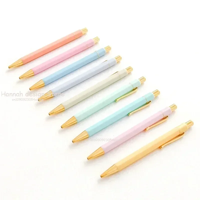 Macaron Color Ballpoint Pen Half Metal Luxury Ball Pen Novelty Pens Rose Gold Stationery School Office Supplies Fashion