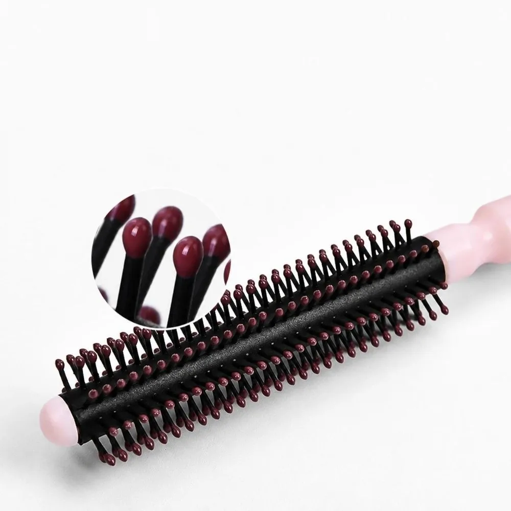 Mini Round Roll Hair Comb Professional Anti Static Detangling Hair Brush Wavy Curly Styling Pink Scalp Massage Comb Hairdresser