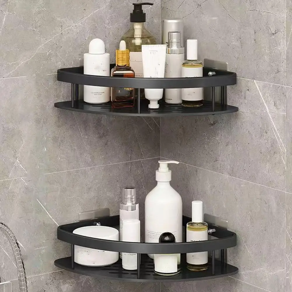 Bathroom Shelf Corner Space Aluminum Bathroom Triangle Basket Shower Shelf Bathroom Accessories Wall Mounted No Drill Rack