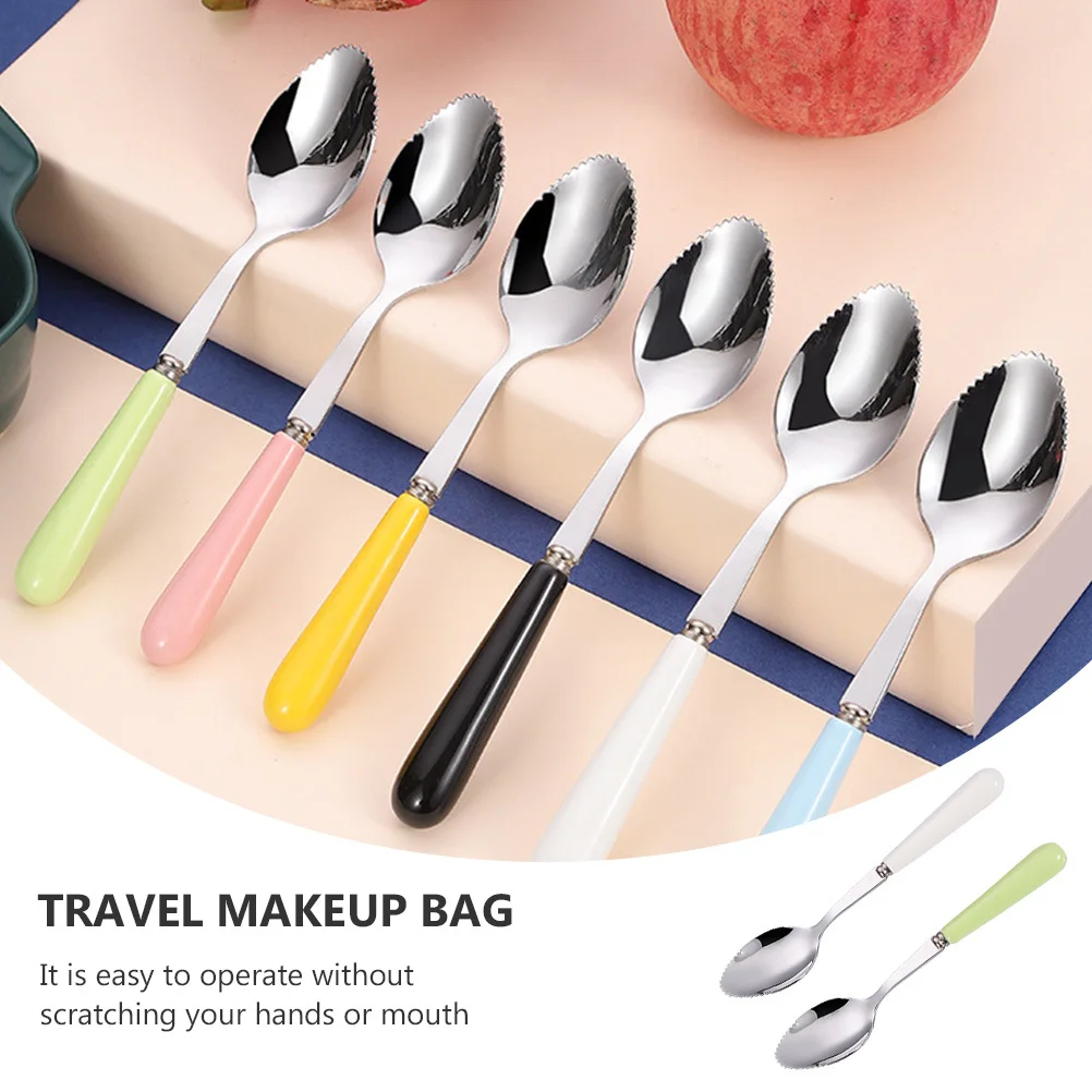 

6Pcs Multipurpose Fruit Spoons Serrated Scraping Spoons Rust-Proof Watermelon Scrapping Baby Feeding Practical Modern