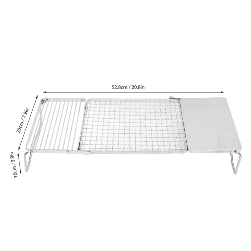Campfire Grill Portable Anti Shaking Stainless Steel Tri Fold With Storage Bag Camping Grate For Outdoor