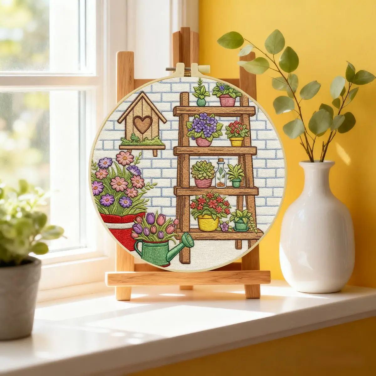 1 Stück 20X20CM/15X15CM 7,87/6,3 Zoll Meerblick Stickerei Starter-Kit DIY-Kit DIY-Stickerei-Set für Anfänger – Detail 1