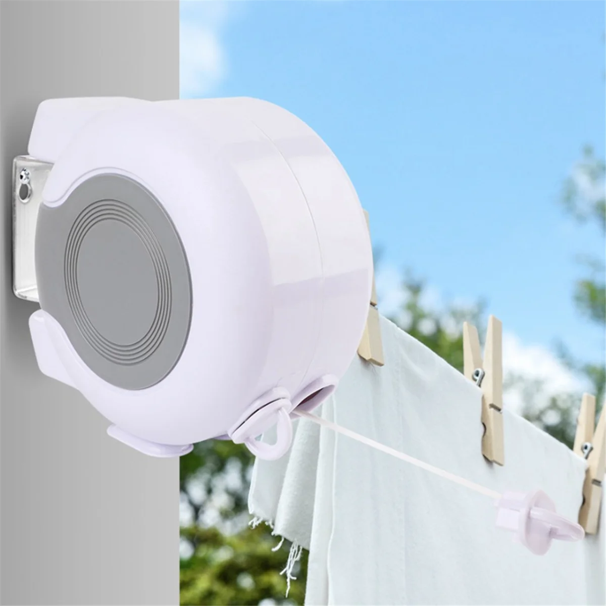 Double Retractable Clothesline, Clothesline Indoor and Outdoor Laundry Line Double Clothesline, 2X60Inch, 1 PCS