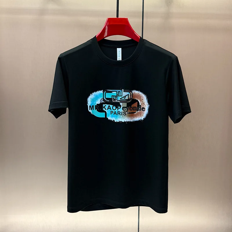 

Popular Men's Summer Short Sleeve Crew Neck T Shirt Ice Cool Lyocell Mercerized Cotton Tees Comfortable Daily Wear Top Clothing