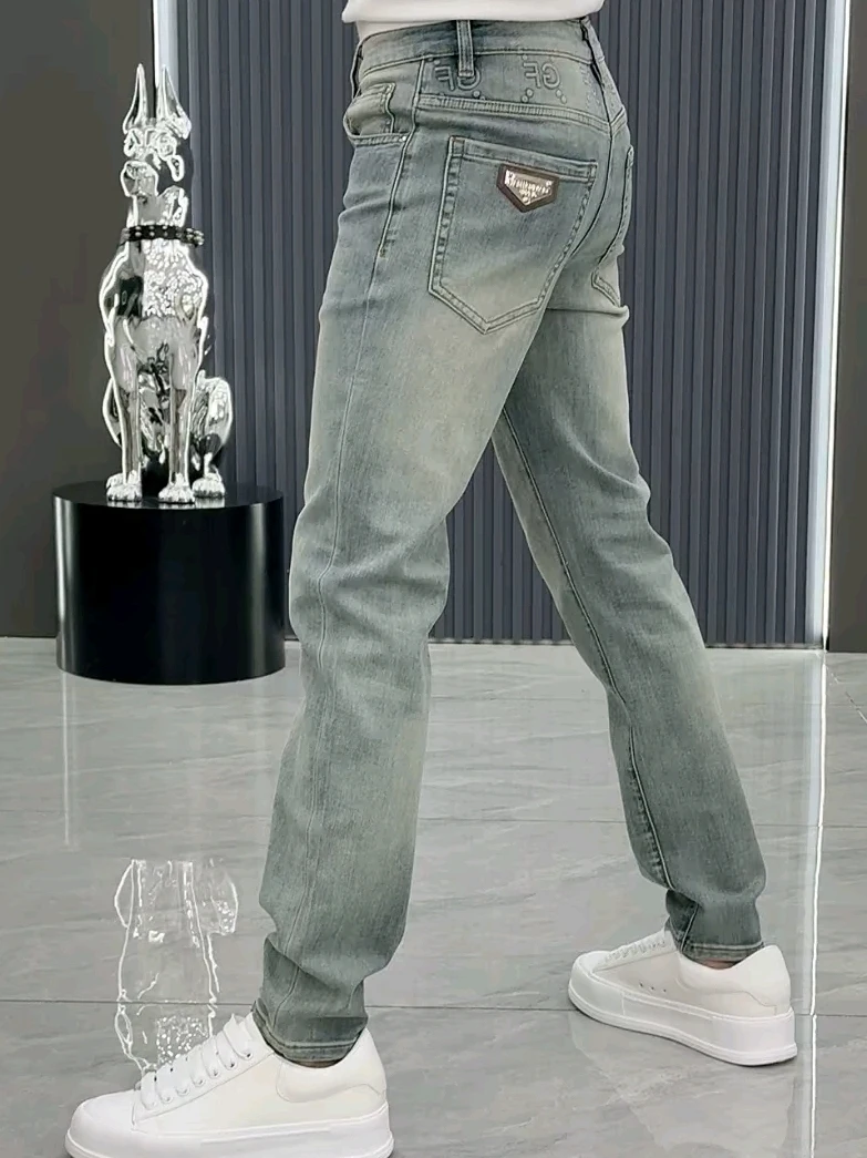 

High Quality Men's Business Casual Jeans Spring Autumn New Arrival Personality Fashionable Versatile mid Waist Slim Fit