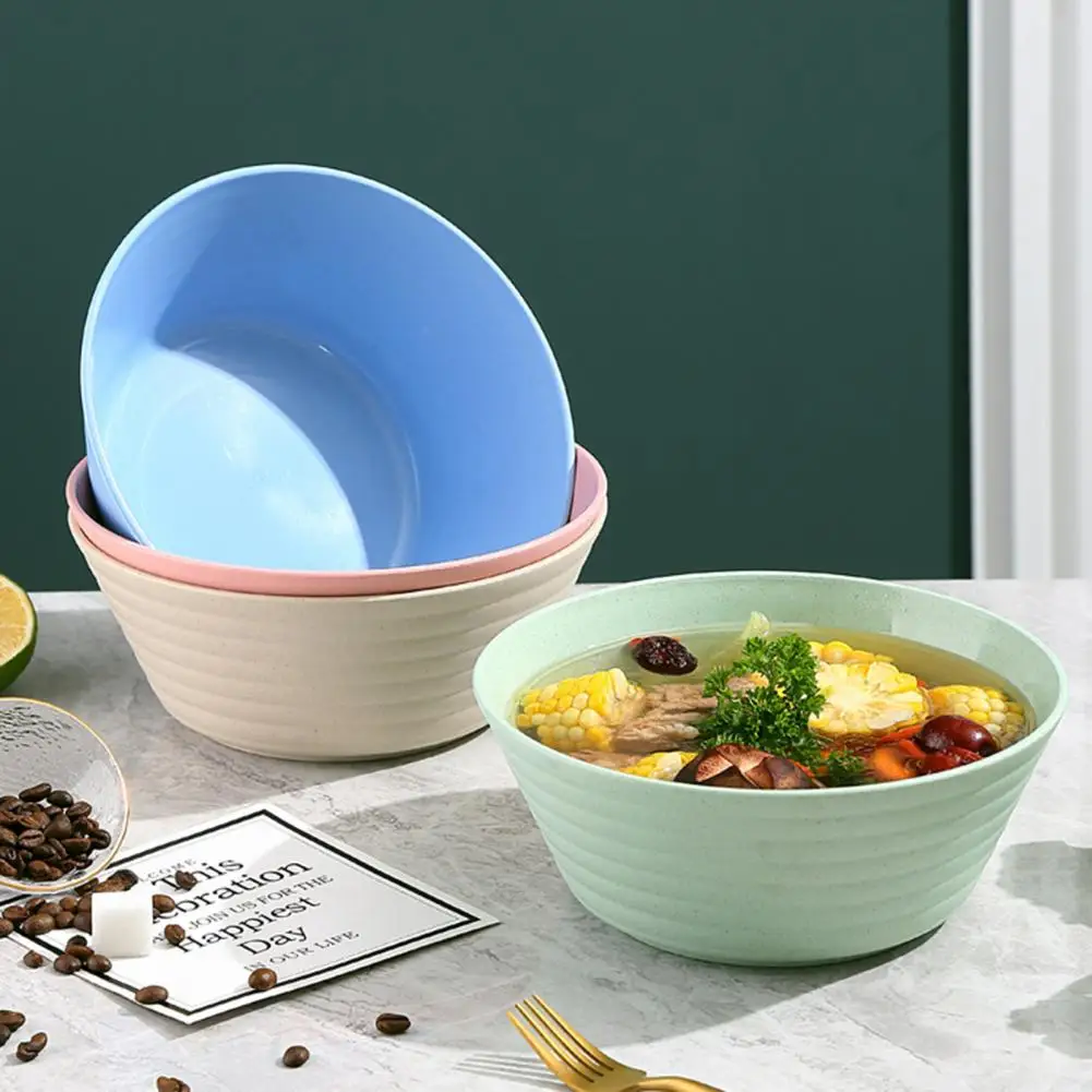 High Capacity Noodle Bowl Plastic Bowls Candy-colored Tableware Unbreakable Soup Rice Plate Lightweight For Dining Room Kitchen