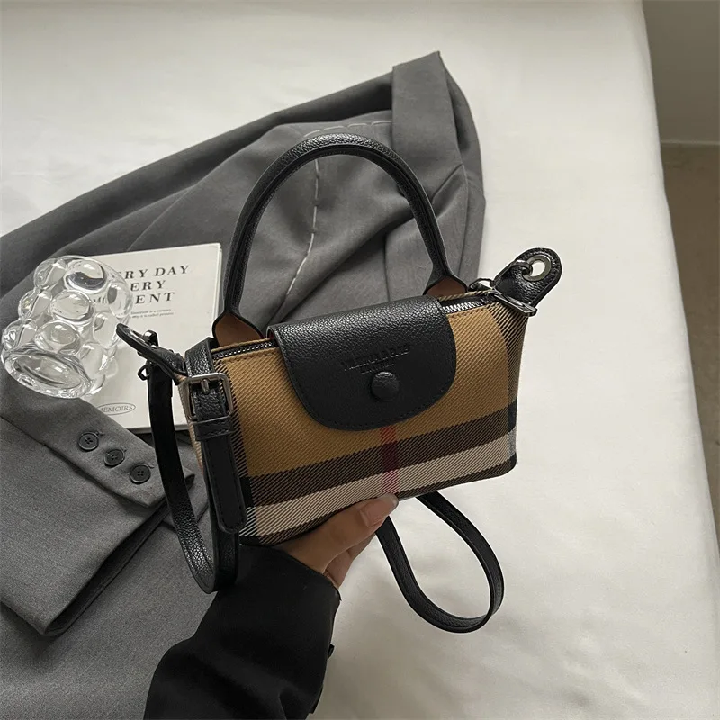 European and American Fashion Women's Bag 2025 New Check Pattern Bag Handheld Dumpling Bag Handheld Crossbody Bag image 4