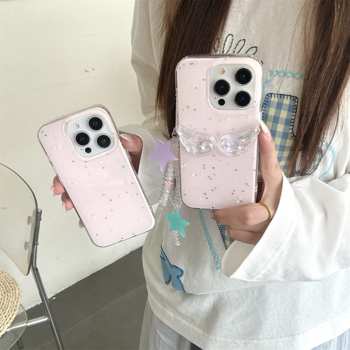 Cute cartoon and fashionable 3D wings Phone Case For iPhone 16 15 14 13 Pro Max fundas iphone 15 case Protective cover 15 15pro