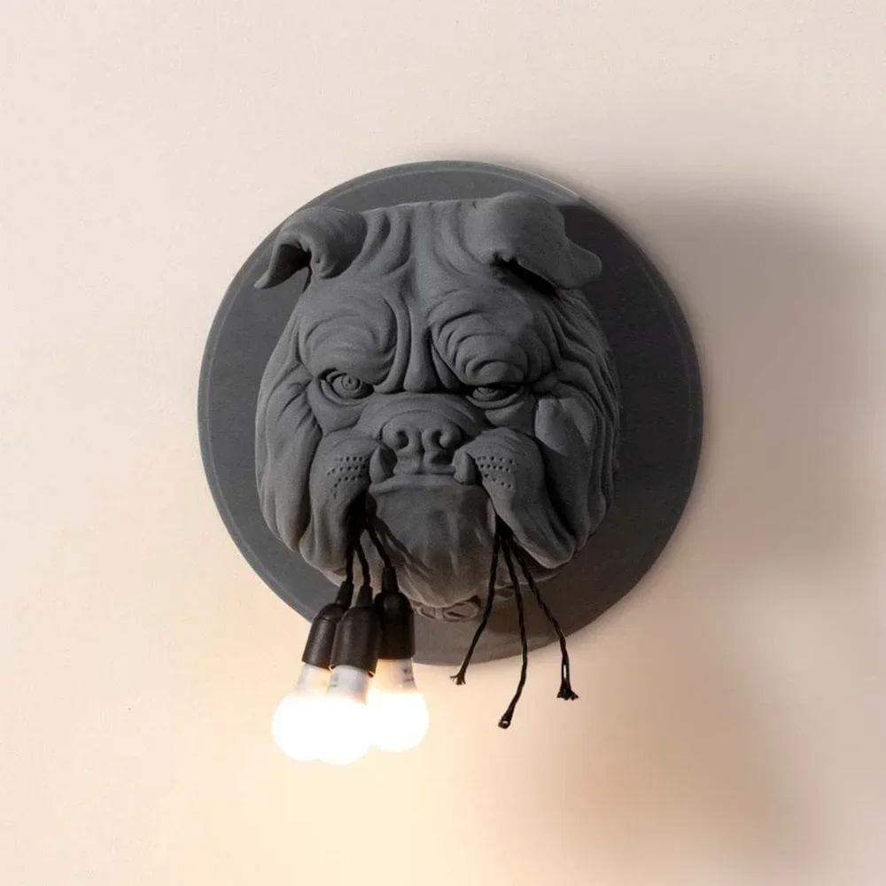 Nordic animal head wall lamp living room dining room study bedroom creative designer KTV Bulldog wall lamp light fixtures LED