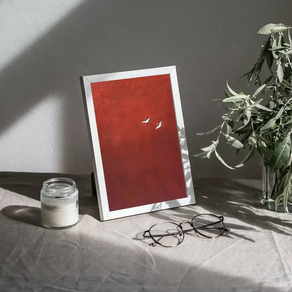 1 قطعة السريالية قرمزي السماء اللوحة الأحمر النقي جدار ديكور مجردة المشارك ذاتية اللصق الفن ورق مقاوم للماء ملصق مقهى