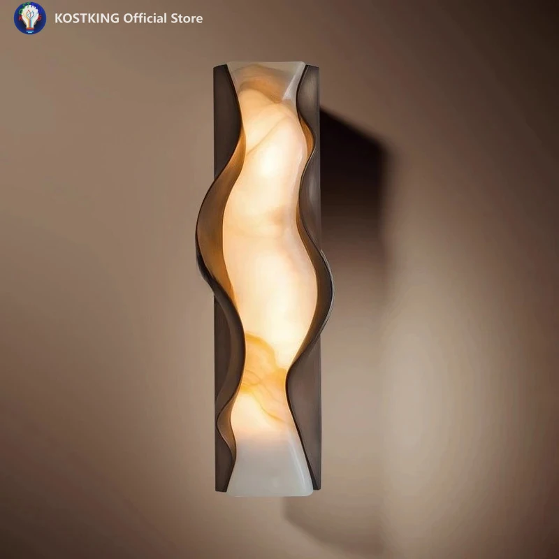 

Contemporary Style Spanish Natural Marble Wall Lamp Creative Living Room Model Room Hotel Design Artistic Atmosphere Lighting