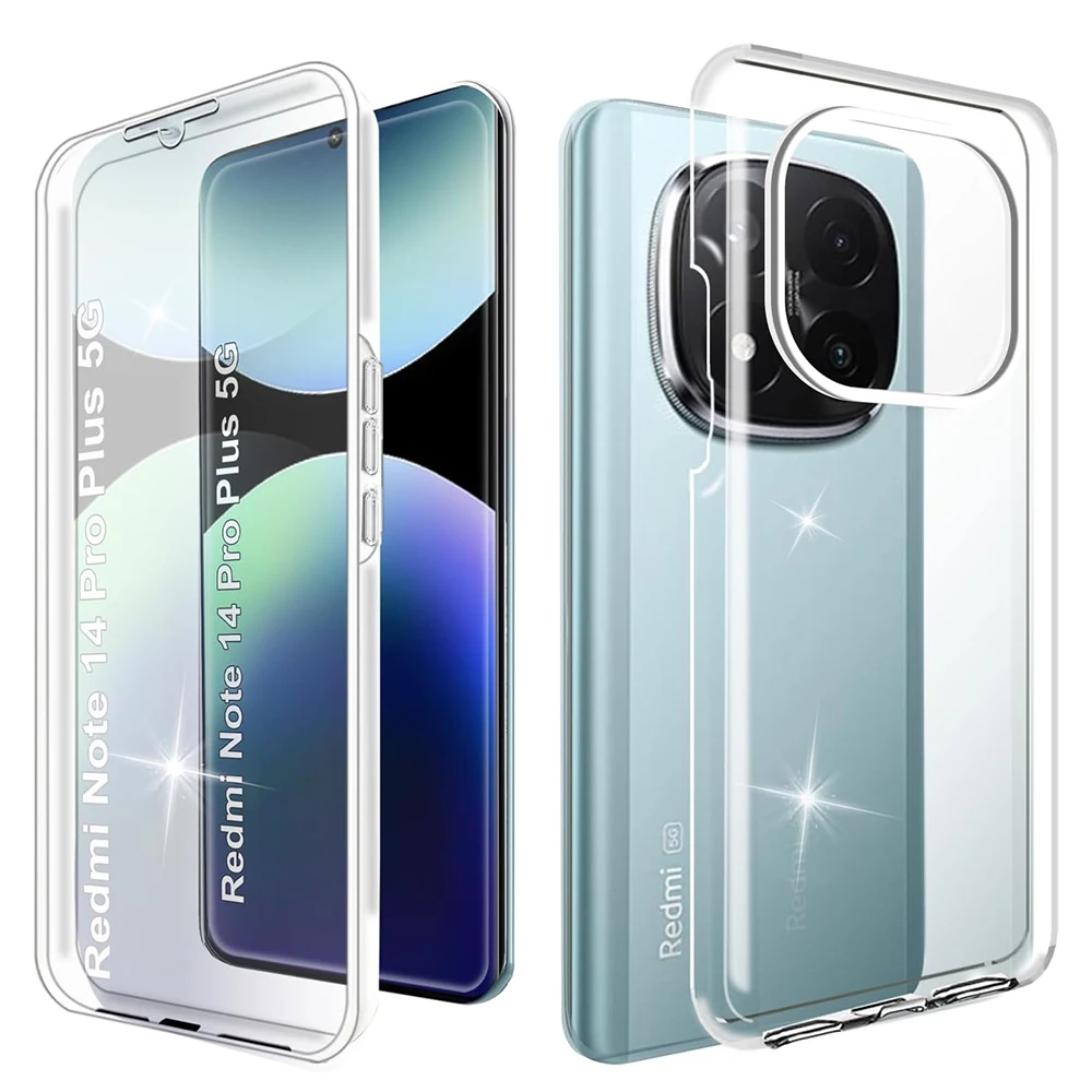 

360° Full Body Cover Phone Case For Xiaomi Redmi Note 14 13 Pro Plus Pro+ 4G 5G Hybrid Hard Cover Clear Transparent Shell Soft