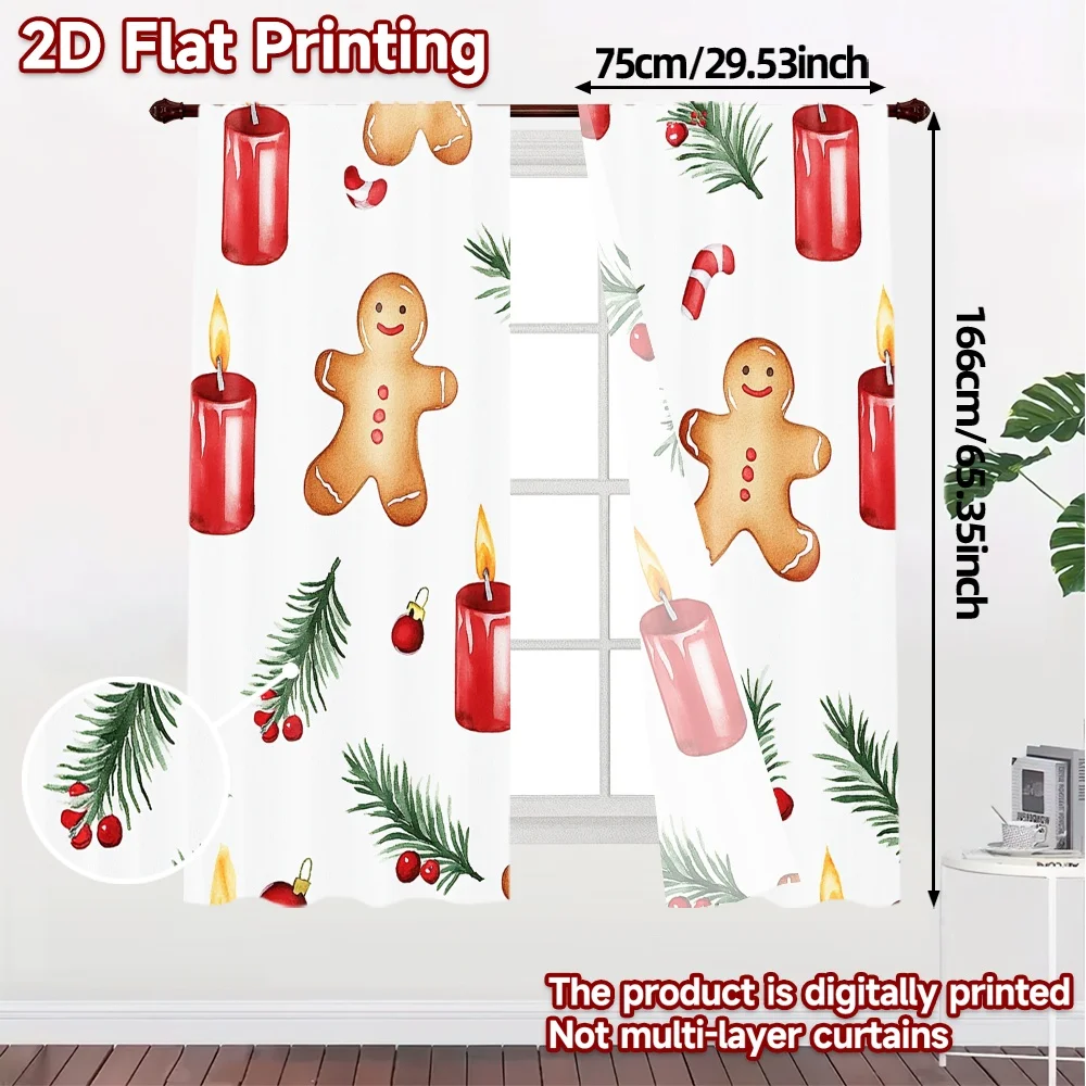 2pcs,Curtains Christmas Candies Ornaments Trees (3) Popular Contemporary Curtains Versatile Durable Polyester Curtains