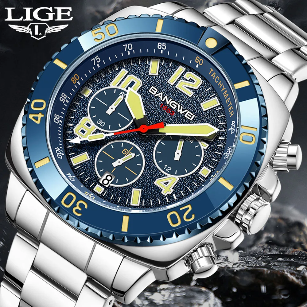 

New LIGE Top Band Watches for Men Chronograph Aviation Pilot Quartz Watch Super Luminous Luxury Multifunction Clock Wristwatch