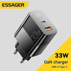 Essager 아이패드 프로 에어 아이패드 미니용 USB C 충전기, GaN C타입 PD 고속 충전, 아이폰 14, 13, 12, 11, 프로 맥스, XS, 8 P, 33W