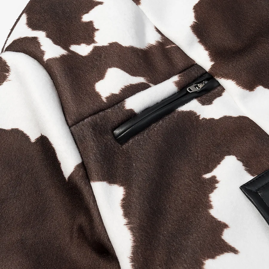 Damska kurtka w stylu europejskim i amerykańskim na wiosnę i jesień, krótki fason, styl amerykański streetwear, z elementami ze skóry PU.