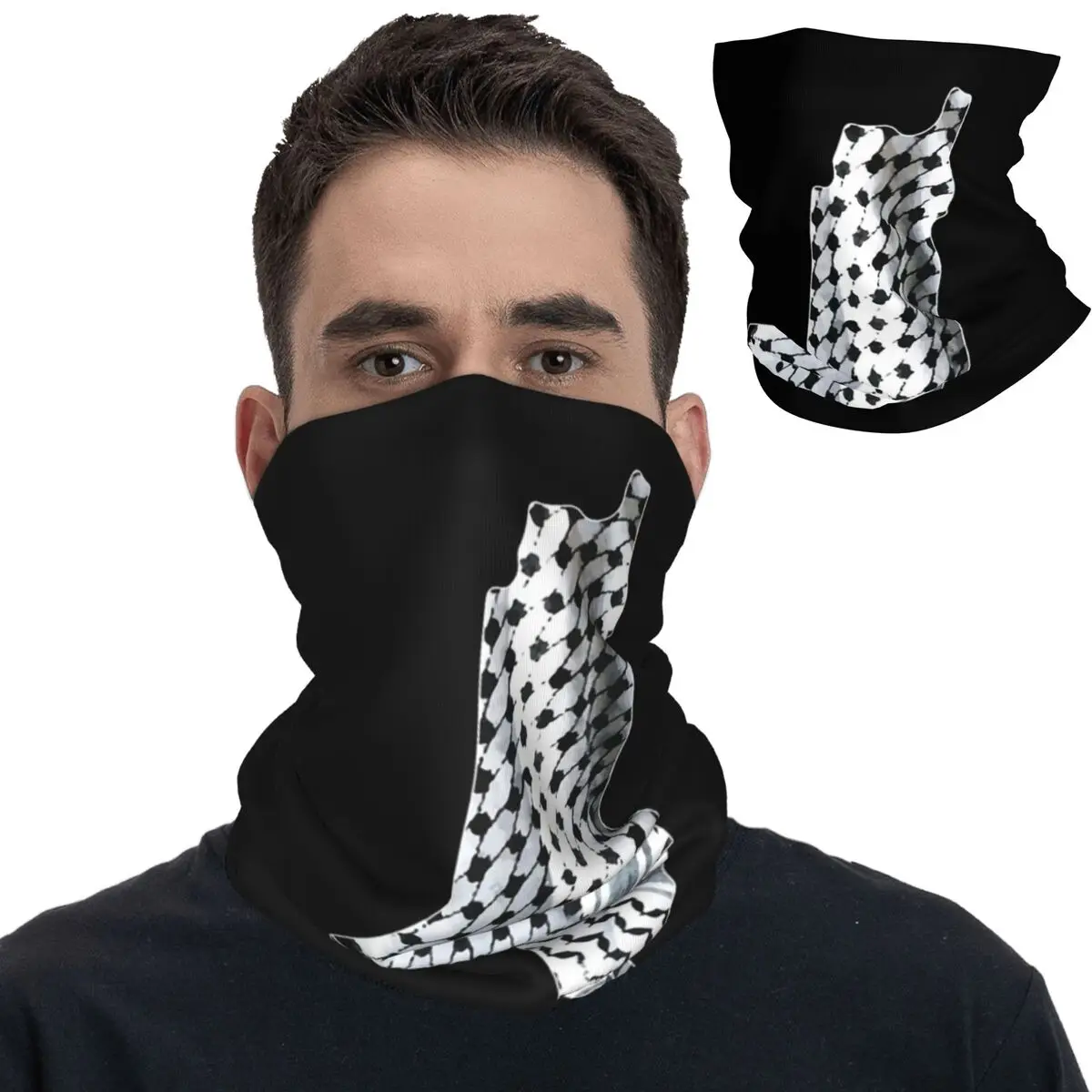 

Palestine Palestinian Kufiya Hatta Bandana Neck Gaiter Printed Balaclavas Wrap Scarf Headband Hiking for Men Women Adult Winter