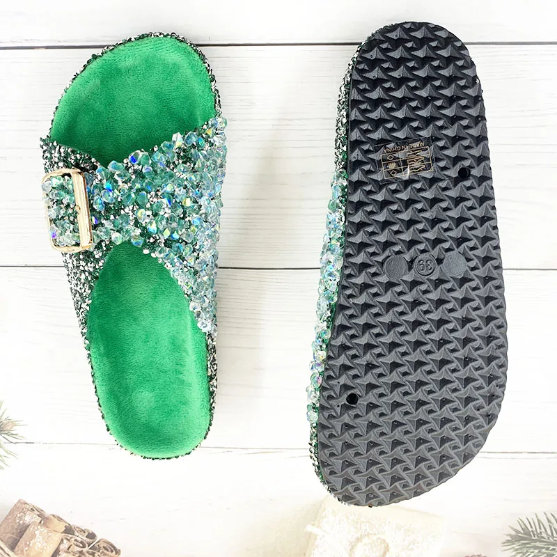 Fashion Ladies Slippers Rhinestone Bling Non-slip Sandals Summer Beach Female Slides