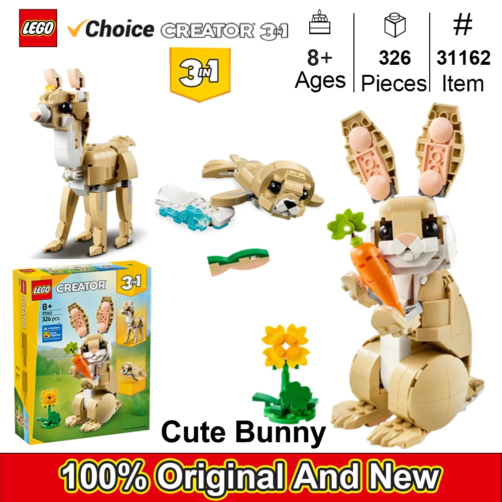 

LEGO 31162 Creator 3 in 1 Cute Bunny Toy - Building Toy Set with 3 Build Options, Bunny, Seal, or Llama-Birthday Gift for Kids