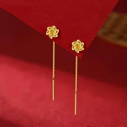 Gold Color Gold Plated Clover Ear Wire Earring for Women Bride Jewelry Dropping Earrings Wedding Engagement Christmas Gifts