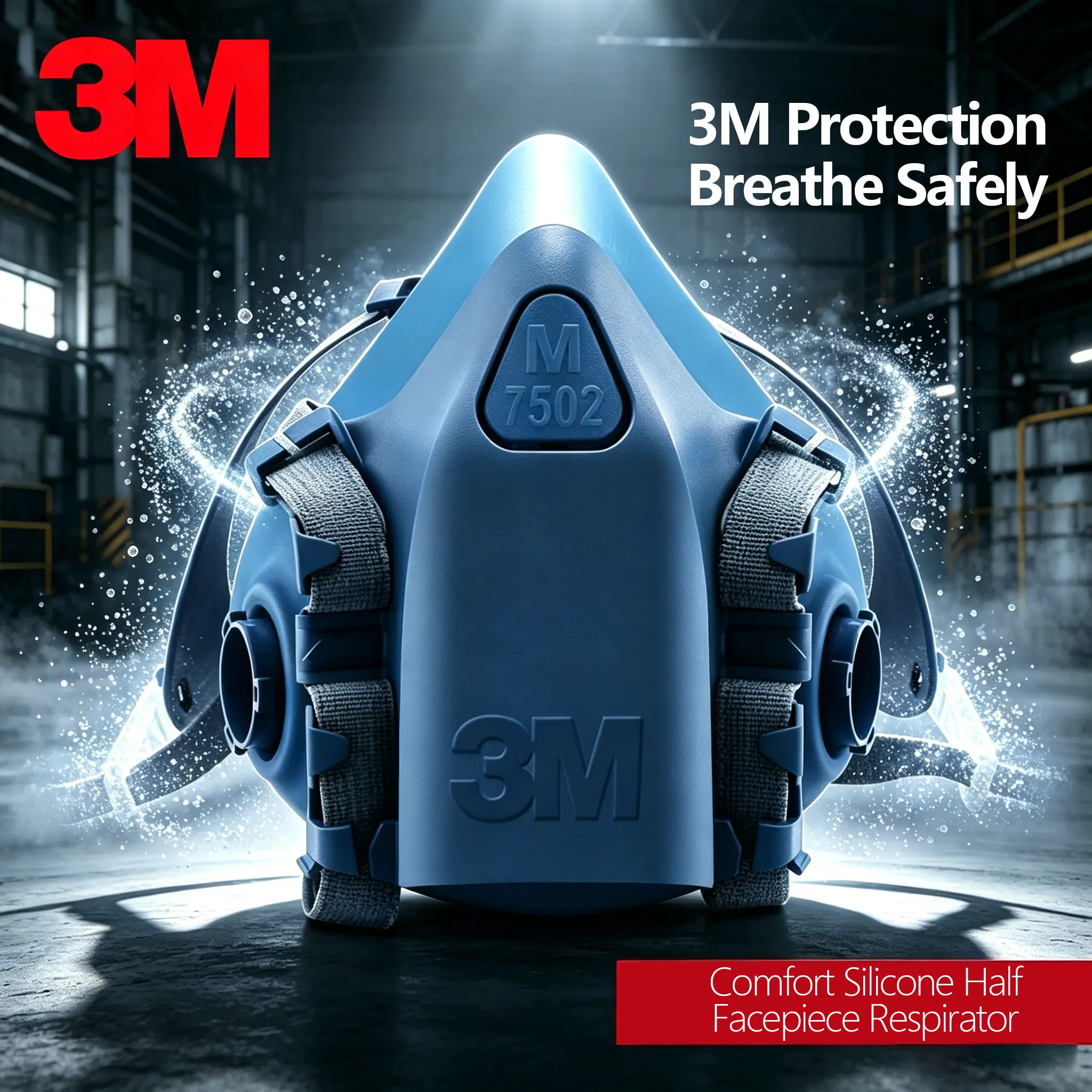 Respirador de Silicone Macio 3M 7502, Máscara de Proteção Industrial contra Poeira, Gás e Produtos Químicos