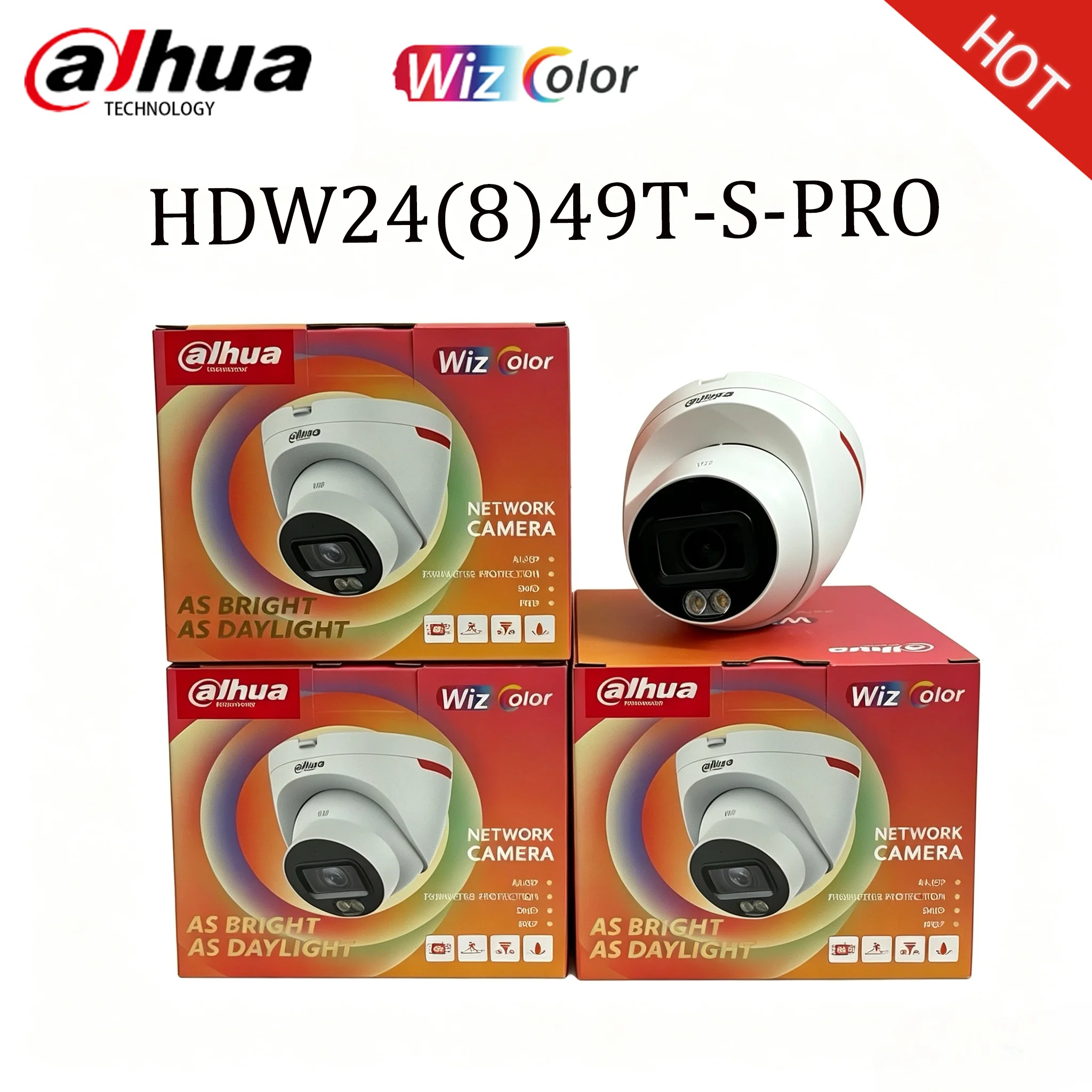 Dahua 4MP 8MP WizColor camera WizSense AI Human Vehicle Built-in Mic IP67 2 Warm Light HDW2449T-S-PRO HDW2849T-S-PRO
