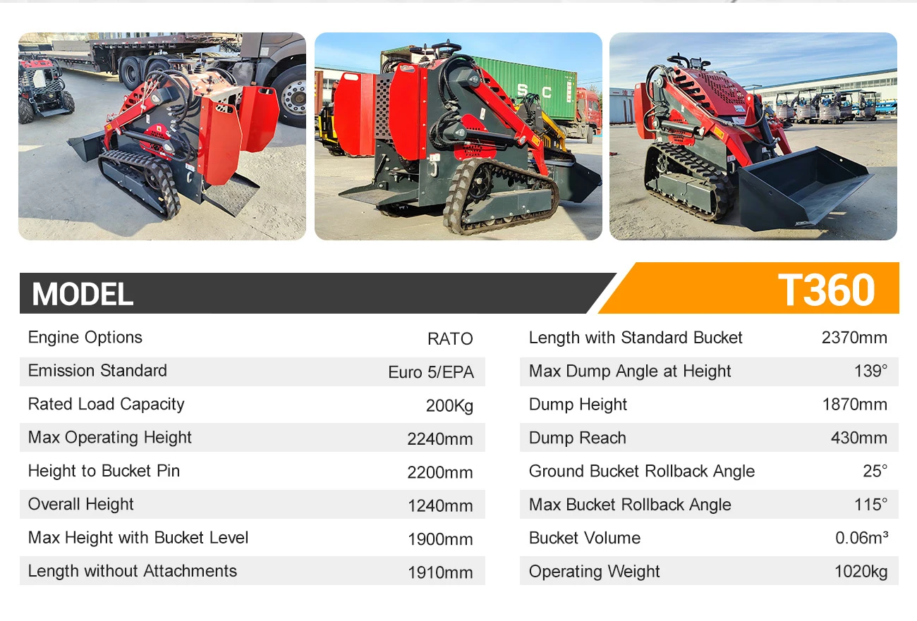Maßgeschneiderter Mini-Skidsteer-Ständer aus China mit Anbaugeräten, Mini-Raupen-Kompaktlader mit Schiene – Detail 9