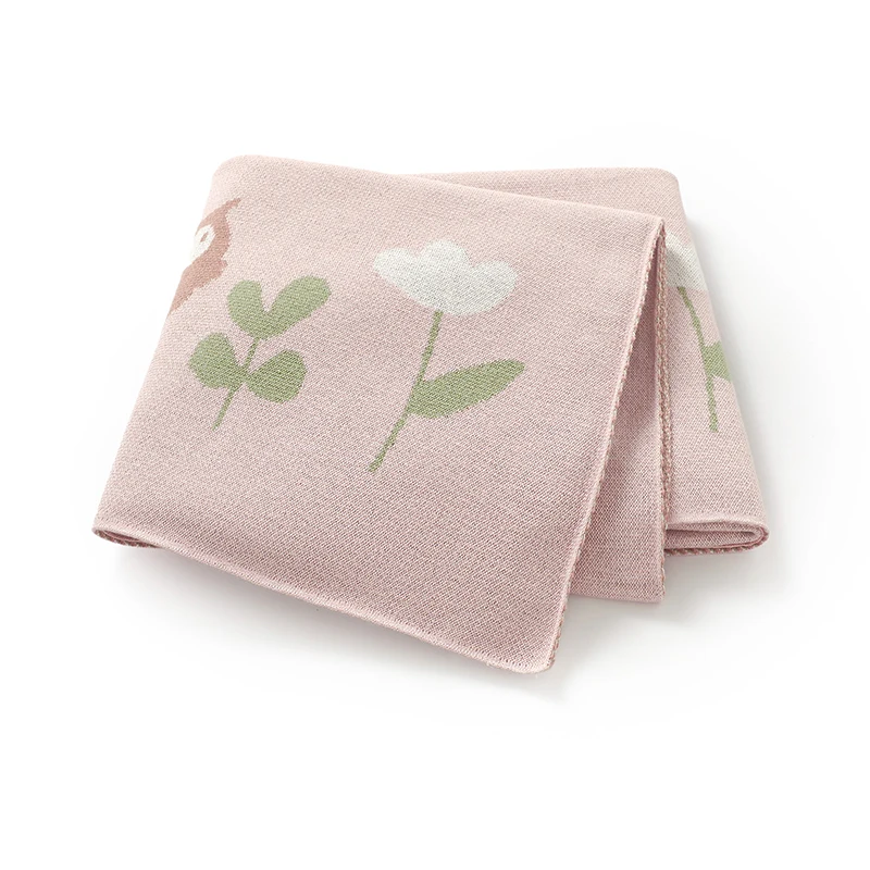 新生児ブランケット綿ニット幼児ベベベッドベビーベッドキルト-100-80-センチメートルベビーカーおくるみかわいい漫画花フクロウチェック柄ラップソフト