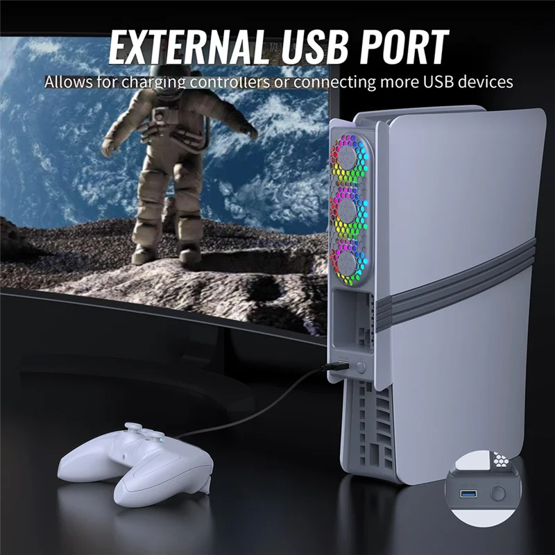 

FEDI-для PS5 Slim, обновленная охлаждающая станция, 3 охлаждающий вентилятор RGB USB для PS5 Slim/Pro Disc Digital Edition, аксессуары для консолей