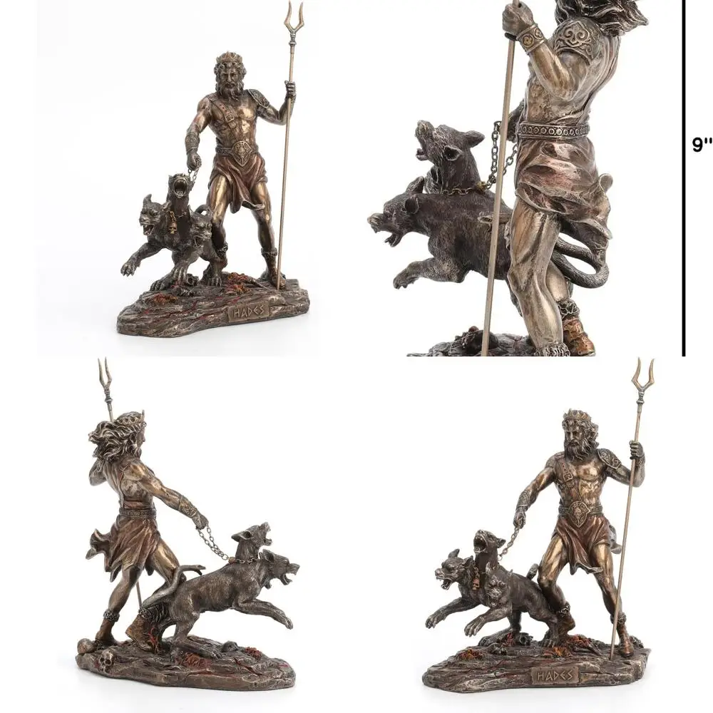 

Hades, Greek God of the Underworld, 7.625 Statue with Cerberus, Bronze Resin Finish