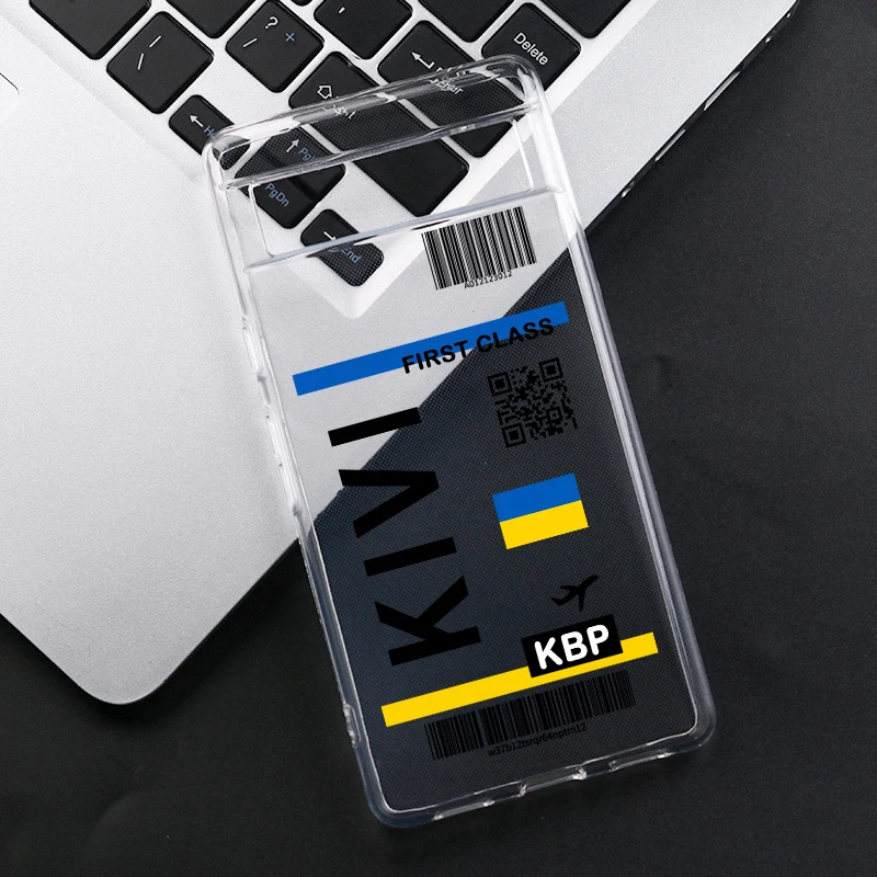 Hot World City Travel Ticket Label Phone Case For Google Pixel 9 Pro XL 8A 8 7 6A 5G Bar Code Transparent Soft Covers Fundas