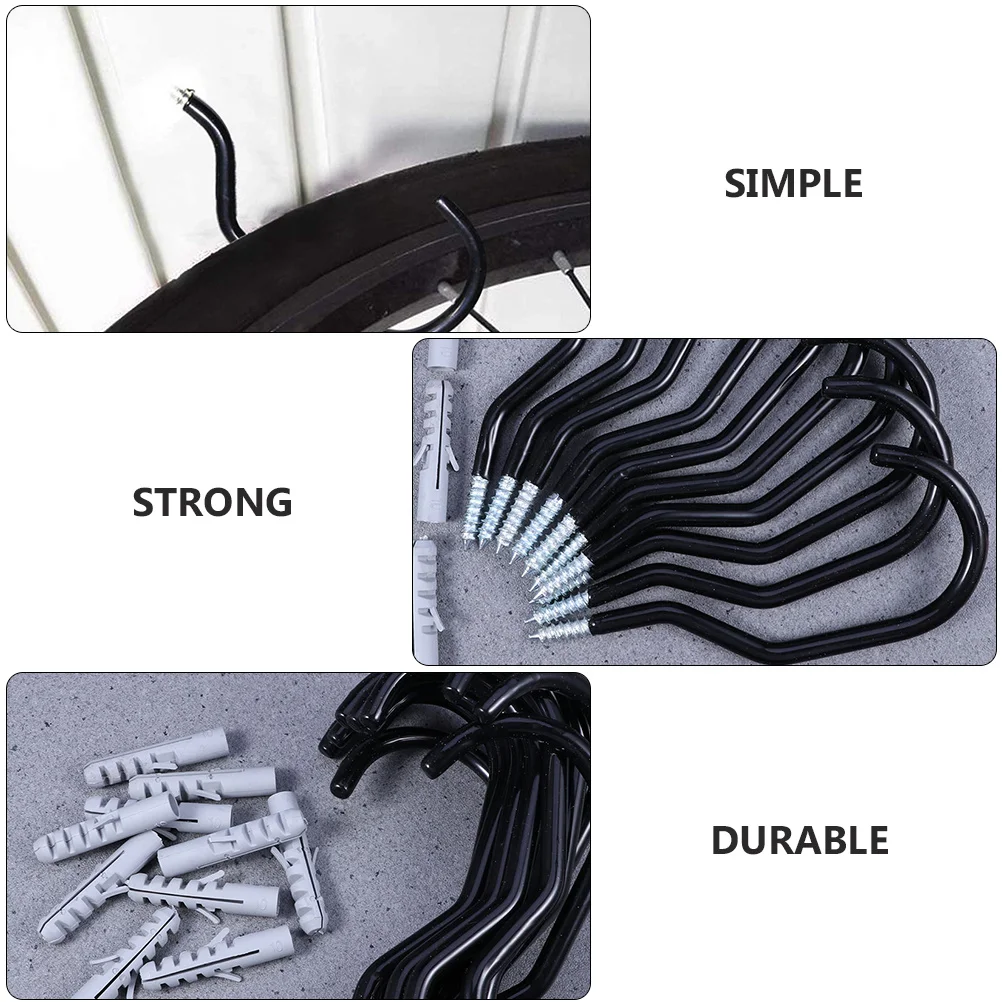 

10 set Bike Hooks Storage Set Heavy Duty Stainless Steel Pvc Coated Wall Mount For Garage Shed Kitchen Garden Vertical Holder