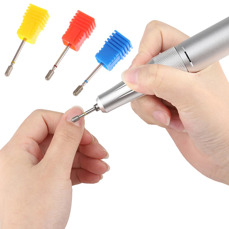 Manicure Drill Bits Diamond Nail Drill Tips Milling Cutter Bit Nails 3/32" Rotary Cuticle Burr Russian Nail Accessories Tools