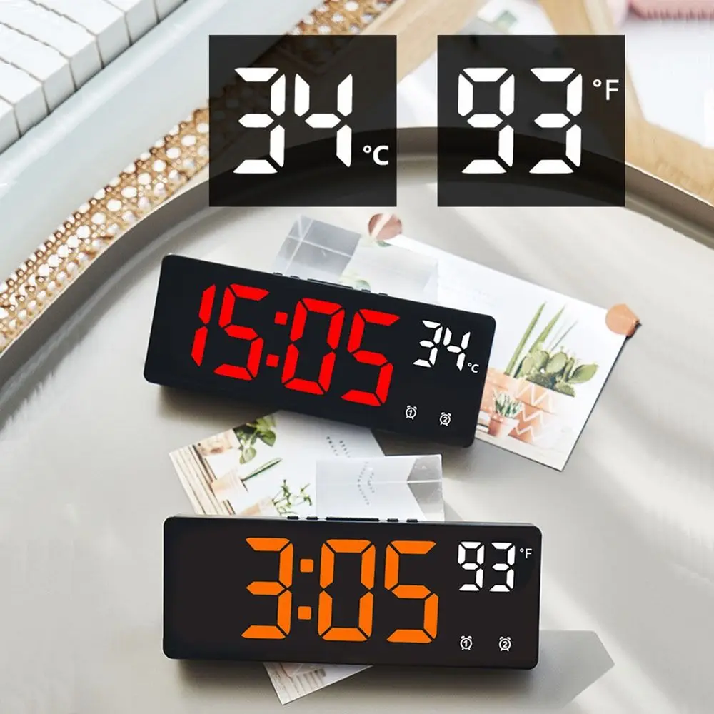 LED Digital Alarm Clock Bedside Clock With Temperature Calendar Electronic Table Date Display With Large Screen Home Decor