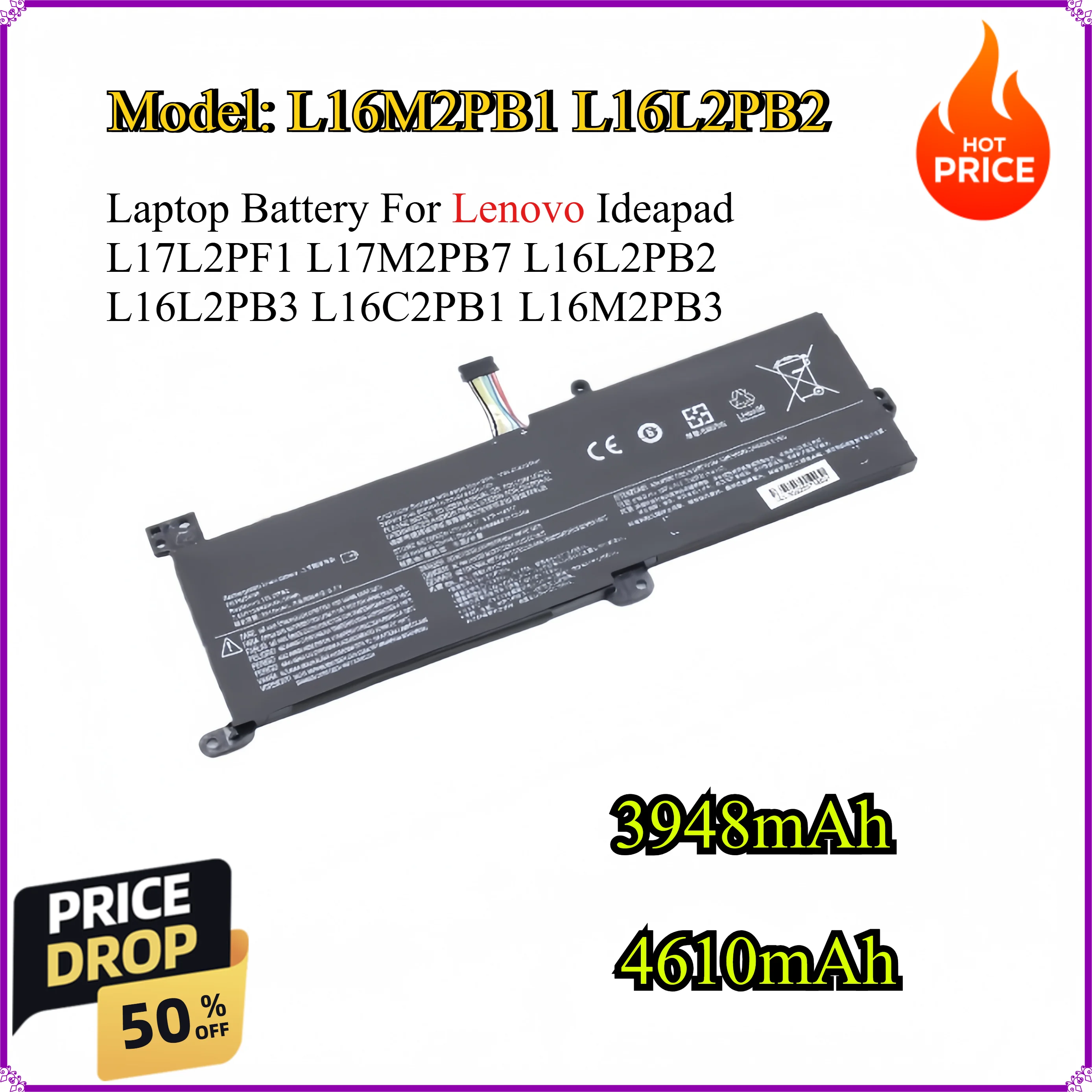 

L16M2PB1 L16L2PB2 L16L2PB3 Laptop Battery For Lenovo Ideapad L17L2PF1 L17M2PB7 L16L2PB2 L16L2PB3 L16C2PB1 L16M2PB3