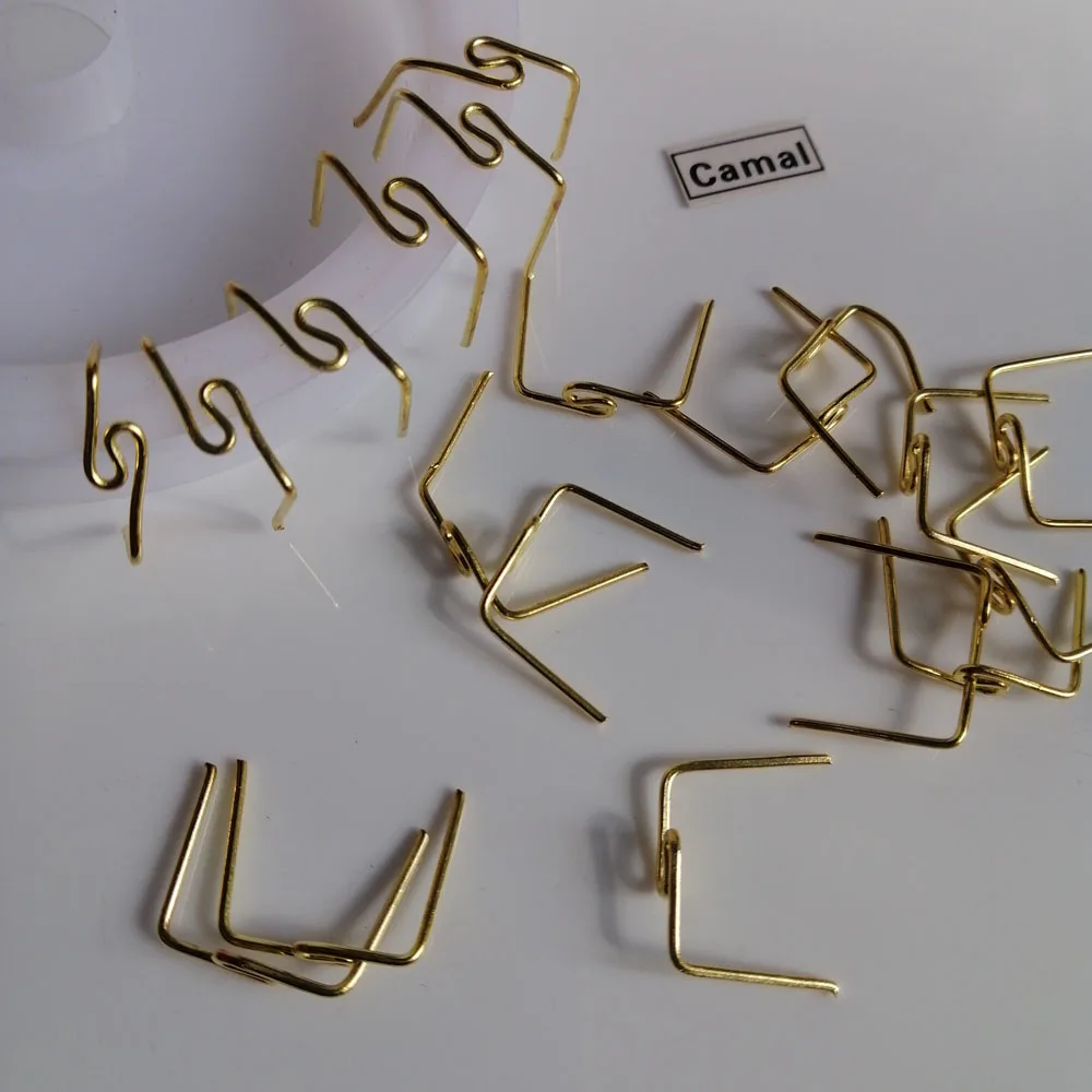 Camal 120PCS Gold 14mm Twisted M Shaped Pin Connector Hook For Crystal Prisms Bead Chandelier Pendant Lamp Lighting Hanging Part