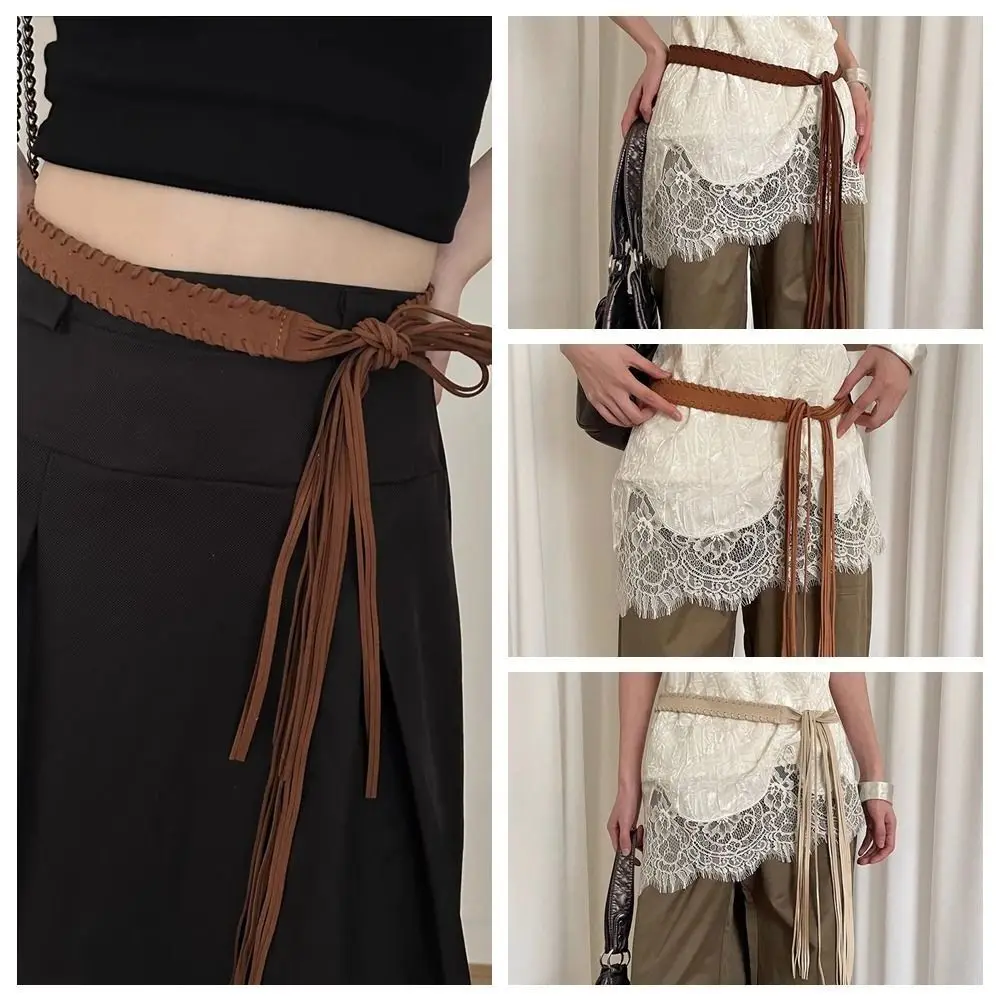 

Fashion PU Belt Ethnic Style Retro Tassels Waistband Waist Belt Dress Decoration