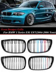 Intake Lower M Style Grills Front Upper Bumper Kidney Grille Gloss Black Radiator for BMW 1 Series E81 E87 2004-2006 Replacement