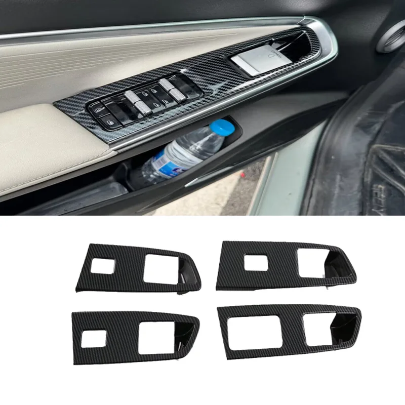 

For Geely Cityray 2024 2025 Carbon fibre Car Window Glass Lift Switch Button Control Panel Frame Cover Trim Accessories